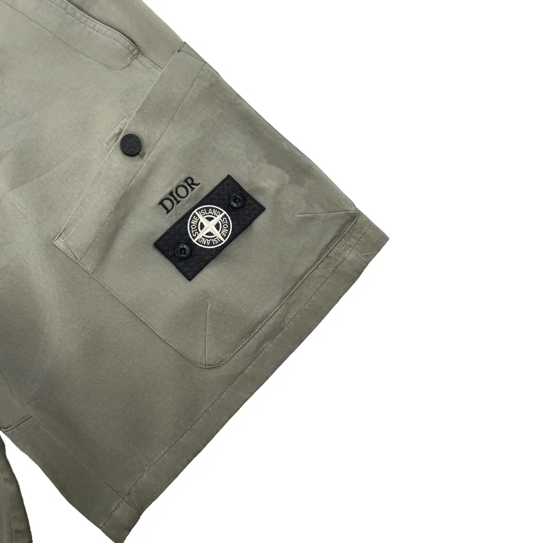 P300 Dio* x Stone Island Joint Series Embroidered Casual Shorts Size XS-L